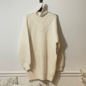 Guess Cream Cowl Neck Dress with Textured Knit